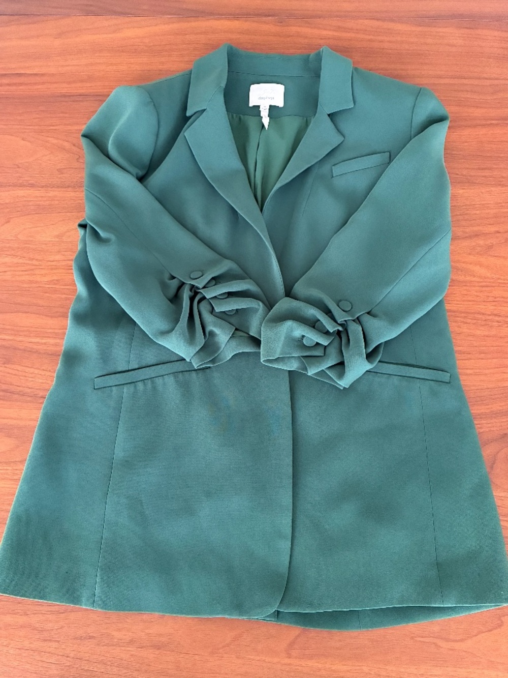 Cinq à Sept One-Button Ruched Sleeve Blazer Khloe Green sz 10